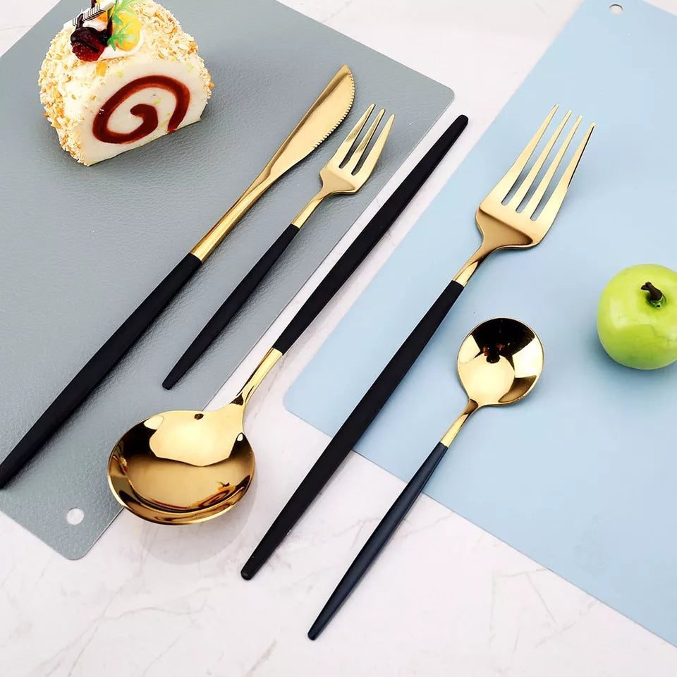 Black/Golden (4406)24 PCs Premium Steel Cutlery Set Cutlery Set Apricot