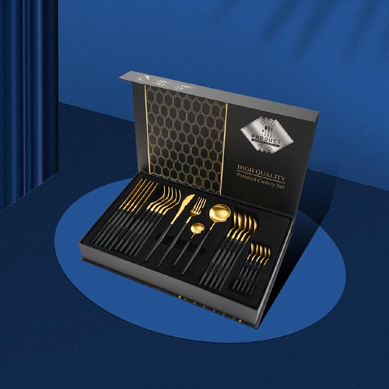 Black/Golden (4406)24 PCs Premium Steel Cutlery Set Cutlery Set Apricot