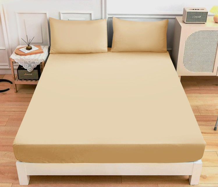 Fitted Bed Sheet-dyed Beige Fitted Sheets Apricot