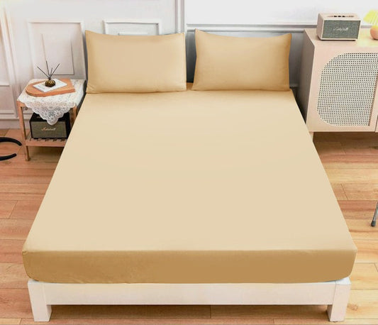 Fitted Bed Sheet-dyed Beige Fitted Sheets Apricot