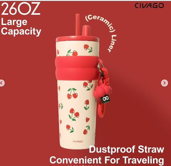 Stainless Steel Insulation Cup (SA2510-153)Cherries Tumbler Apricot