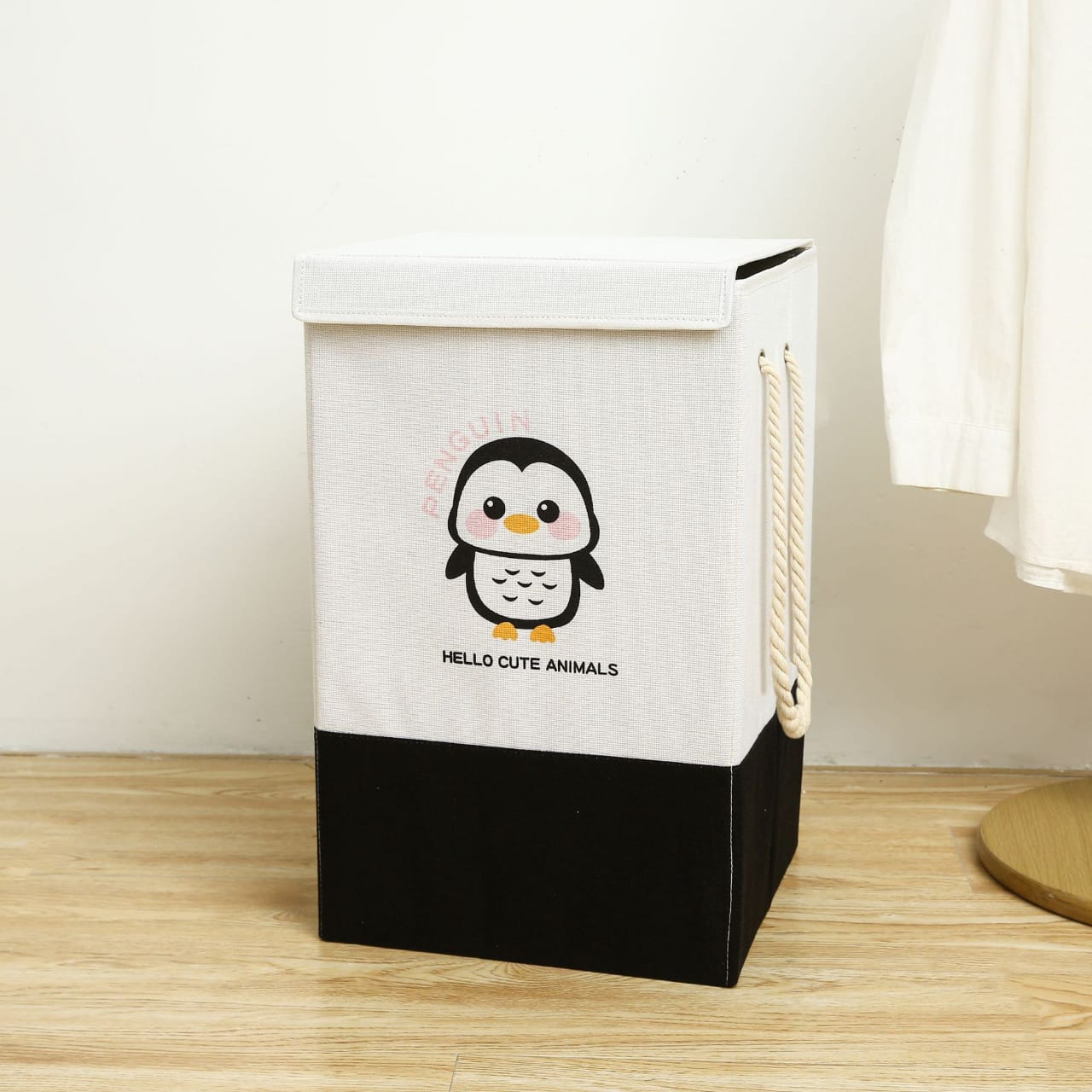 Cart Laundry Basket with Lid-Penguin (5407) Apricot