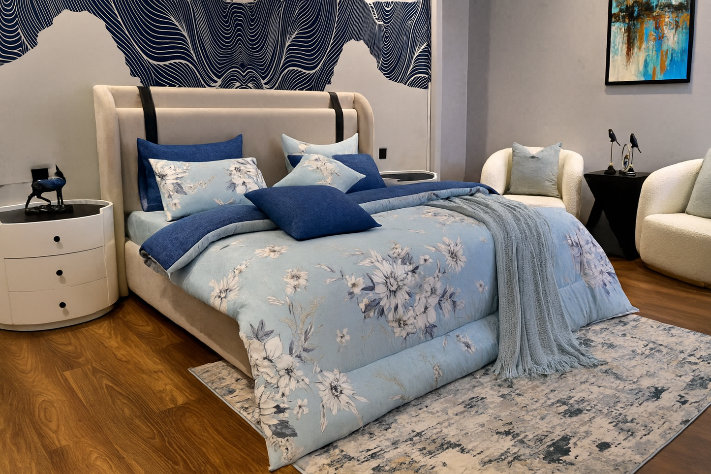 Duvet Cover-Pale Bloom Bed Sheets Apricot