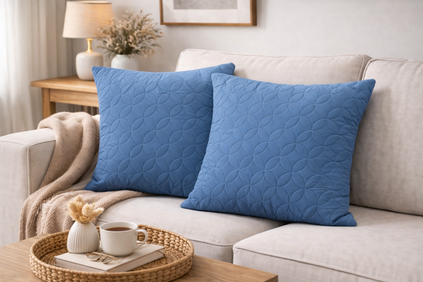 2 PCs Quilted Cushions-Patrol(Flower) cushions Apricot