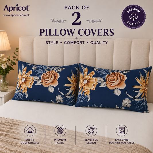 Printed Pillow Covers Pack of 2- PC0086 cushions Apricot