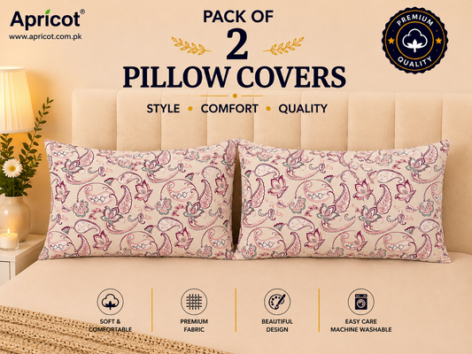 Printed Pillow Covers Pack of 2- PC0070 cushions Apricot
