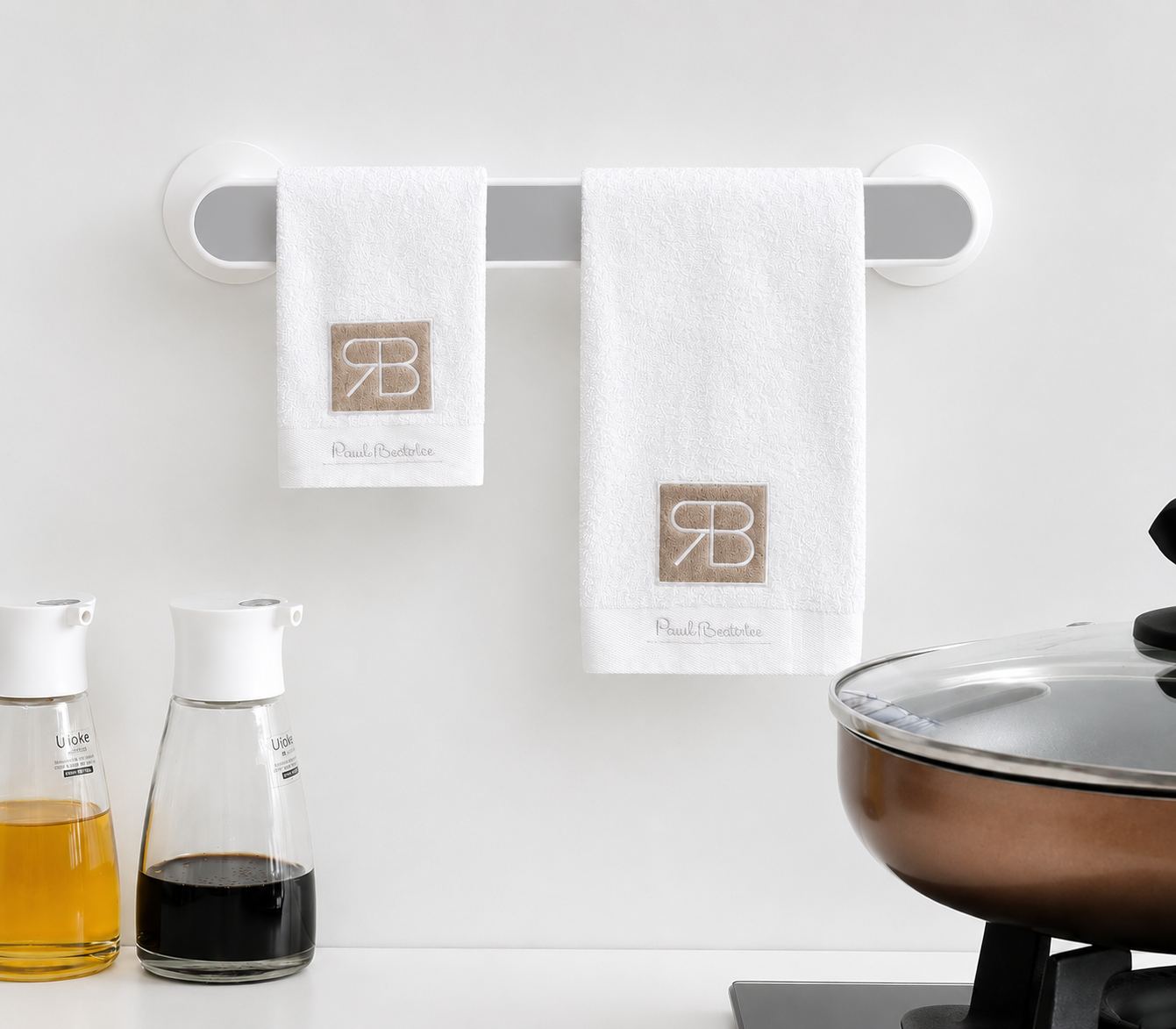 2 PCs RB Embroidered Kitchen Towels- White