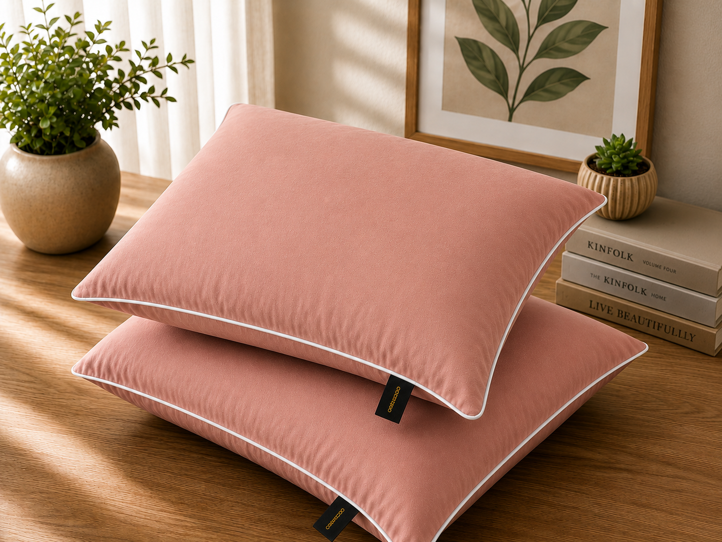 Printed Pillow Covers Pack of 2- PC0038 cushions Apricot