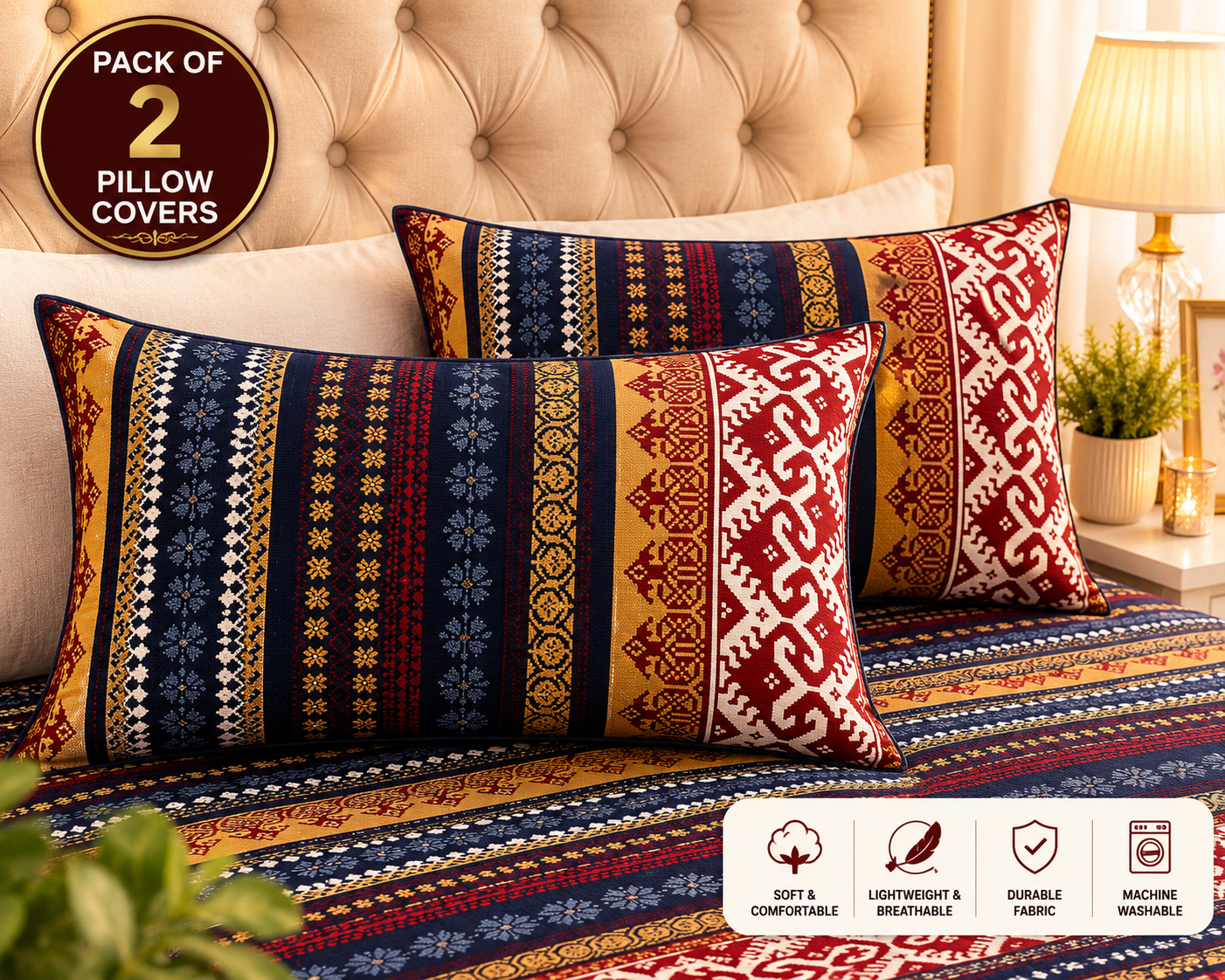 Printed Pillow Covers Pack of 2- PC0061