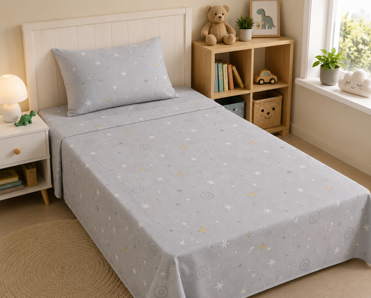 2Pcs Single Bed Sheet- SB118 single bed sheet Apricot