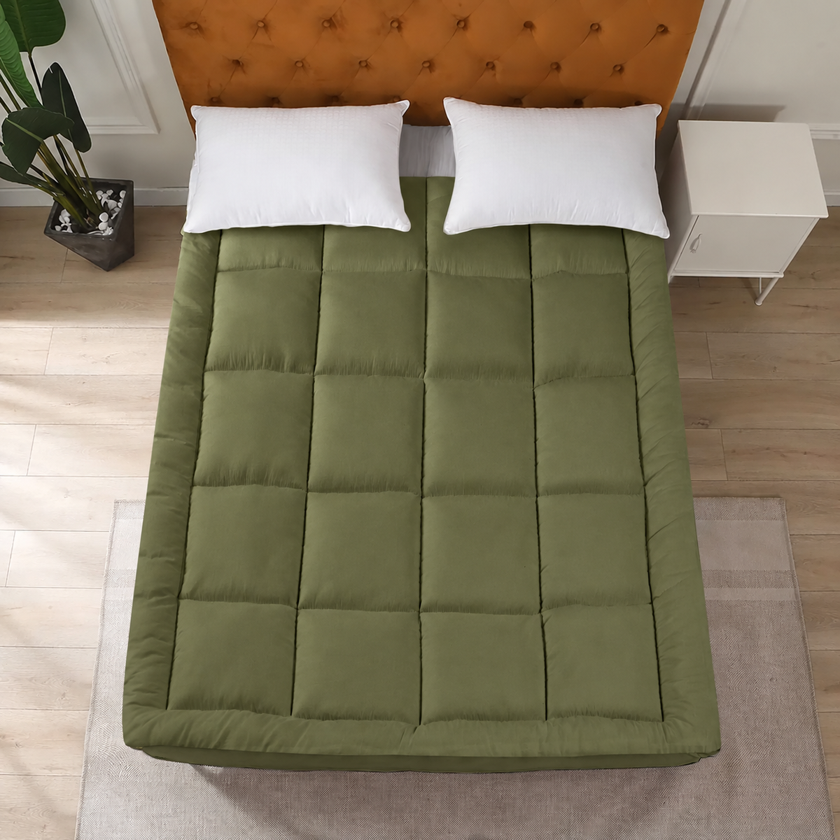 Winter Mattress Topper 700 GSM-Olive Comforters Apricot