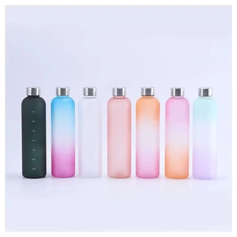 Colorful Gradient Steel Cover with Time Scale Water bottle 5469Aqua Over Lilac Apricot