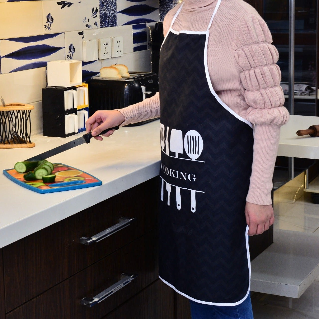 Cooking Kitchen Aprons for Women/Men-KA03 Apricot