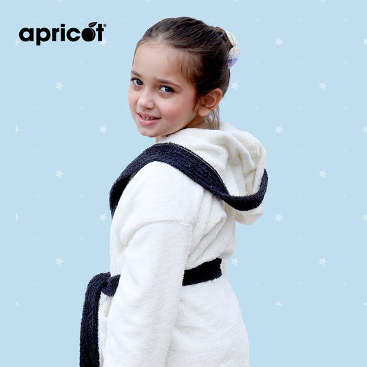 Cotton Kid's Bathrobe-White Over Black Bath Towels & Washcloths Apricot