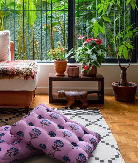 Digital Printed Square Floor Cushions-Fire Work cushions Apricot