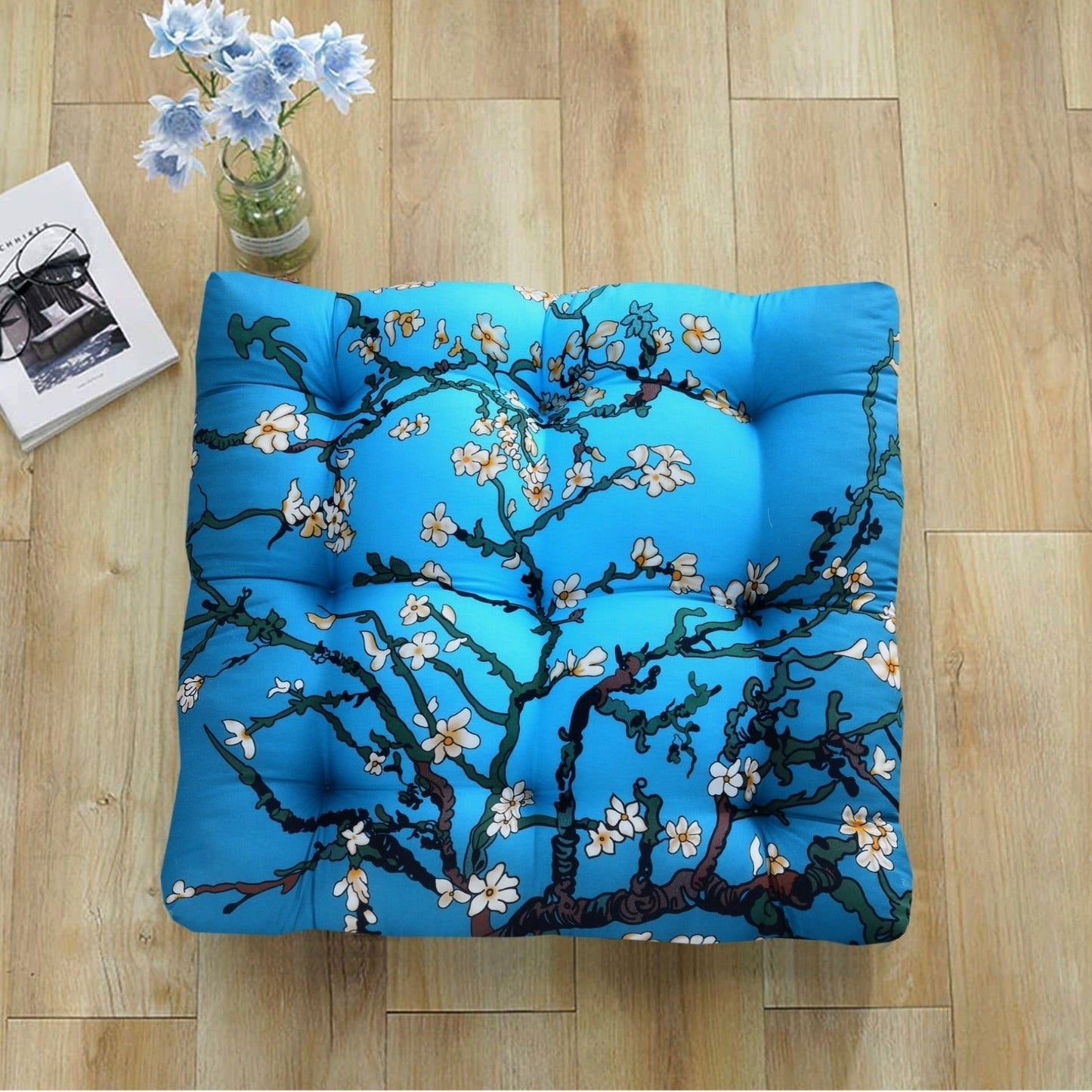 Digital Printed Square Floor Cushions- Roots cushions Apricot 1 PC
