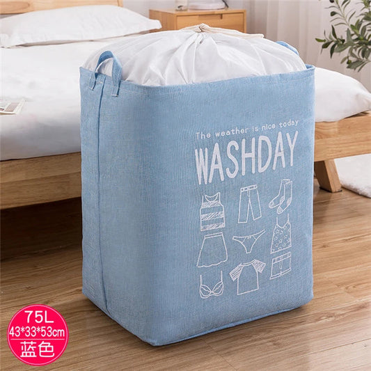 Eva Collapsible Laundry Basket Wash Day-Sky blue Apricot