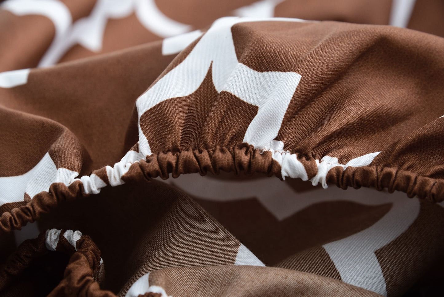 Fitted Bed Sheet-Brown Geometric Fitted Sheets Apricot