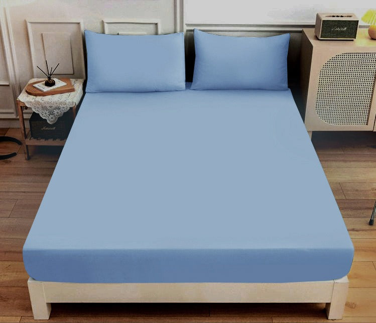 Fitted Bed Sheet Dyed-Sky Blue Fitted Sheets Apricot