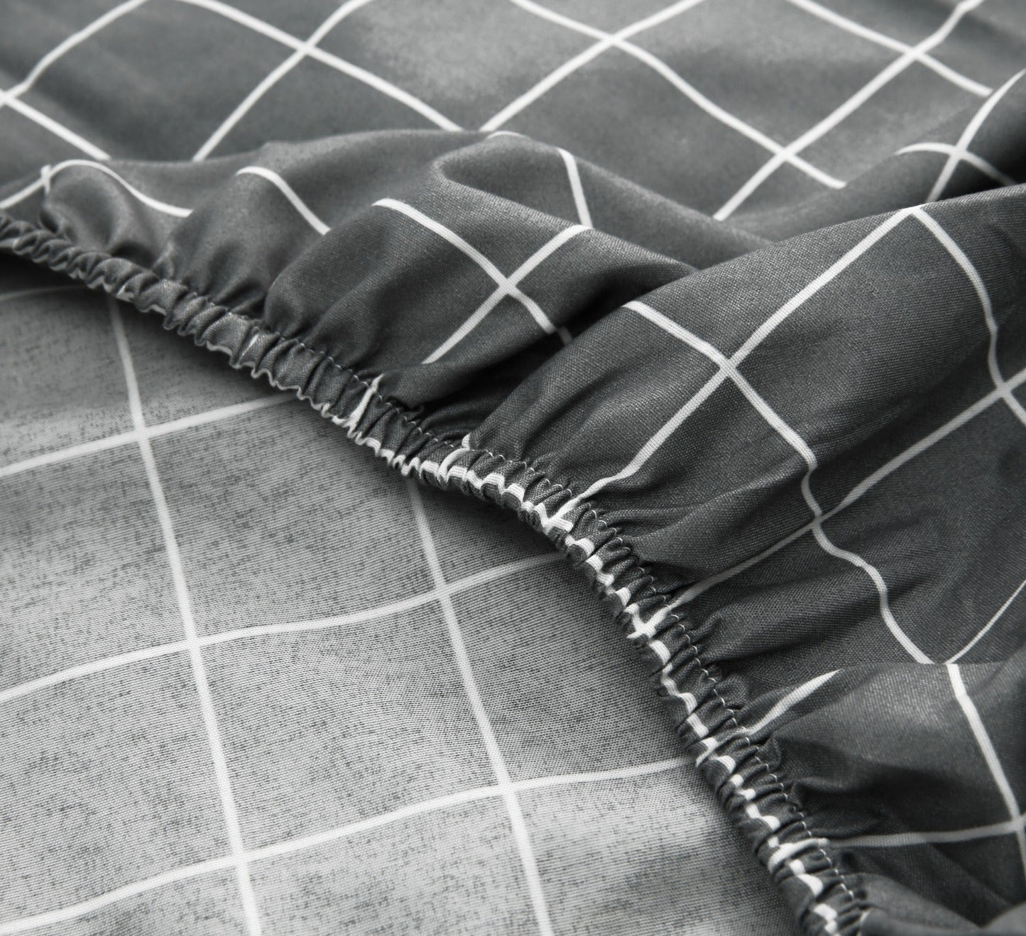 Fitted Bed Sheet-Grey Check Fitted Sheets Apricot