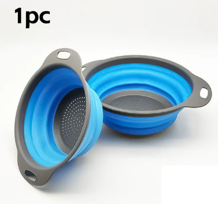 Collapsible Silicone Drain water bucket-Blue(Large) Apricot
