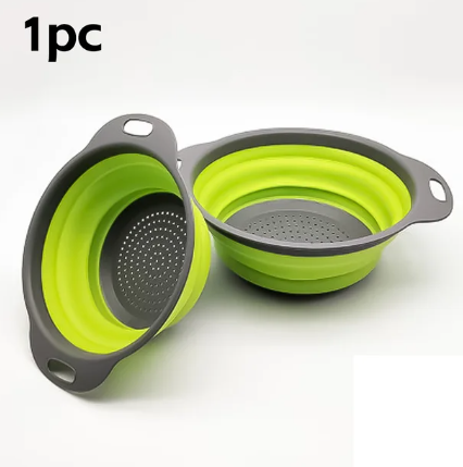 Collapsible Silicone Drain water bucket-Green(Large) Apricot