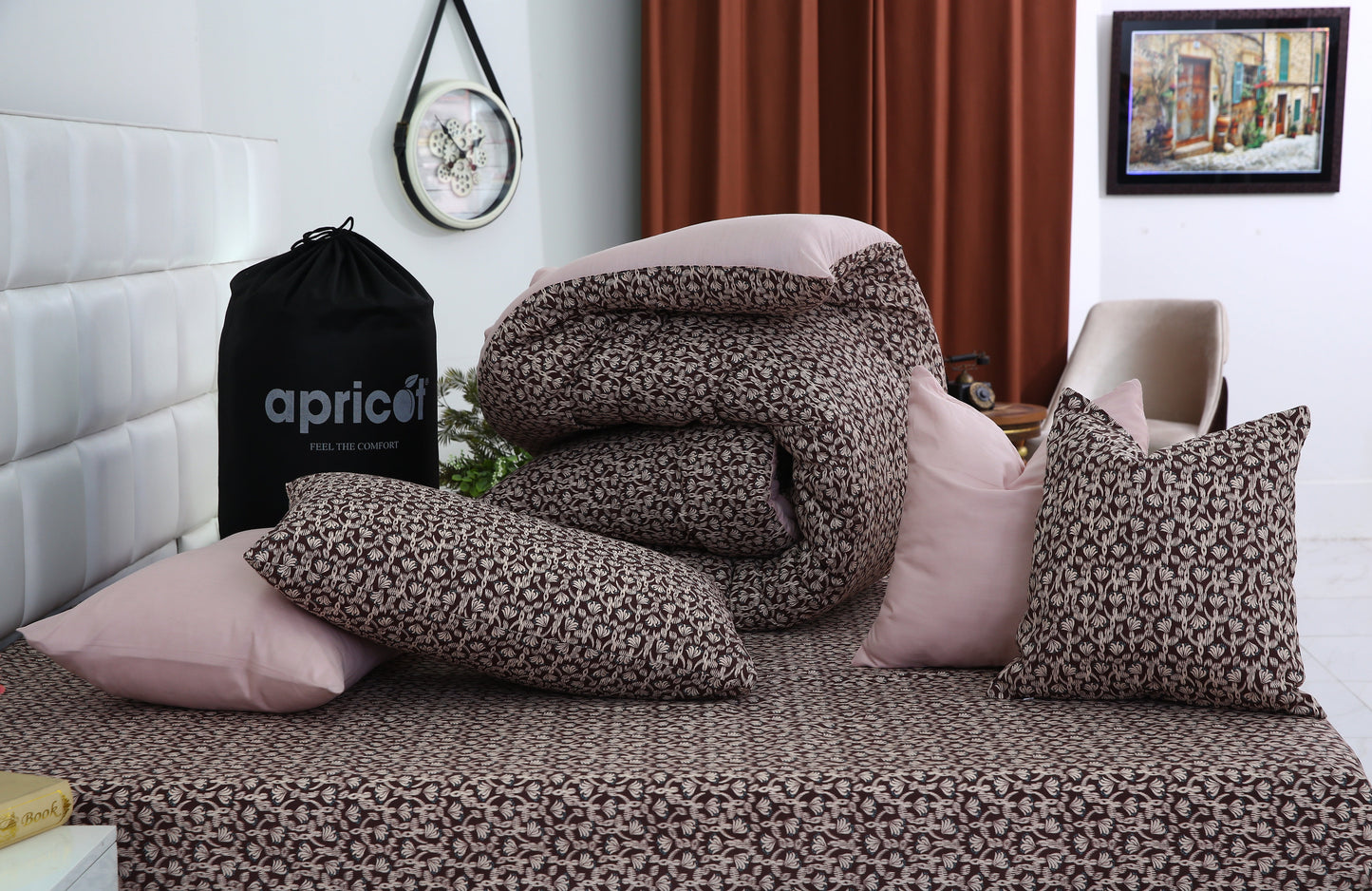 8 PCs Winter Razai SetCoral Reef Comforters Apricot