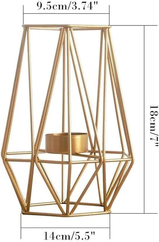 Hexagon Shaped Metal Candle Stand-(14306)Golden(SA2405-17) Candle Stand Apricot