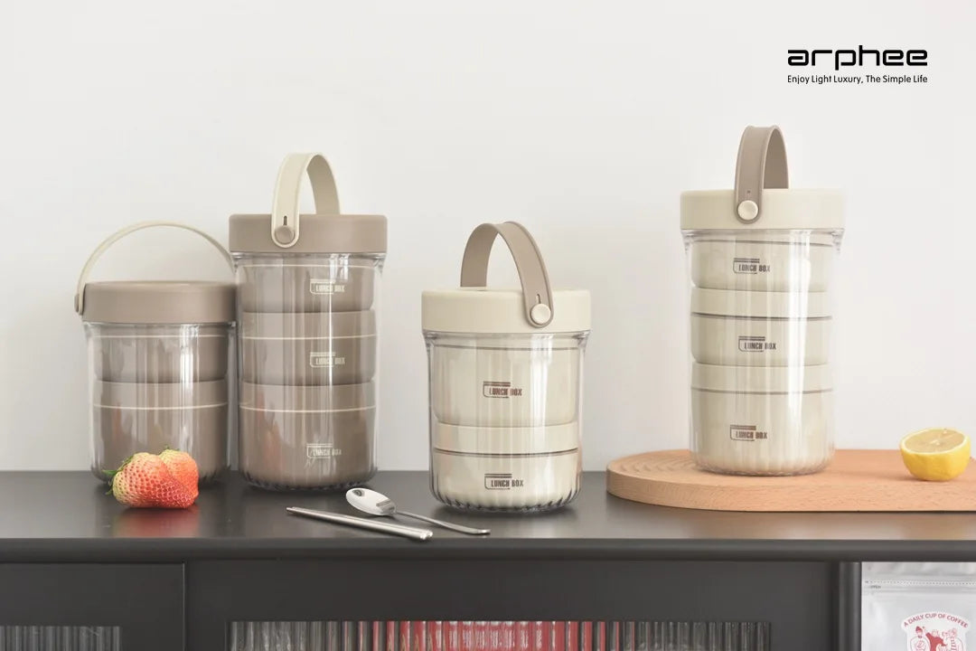 Japanese-style Stainless Steel Lunch Box(SA2405-45)-Beige Apricot