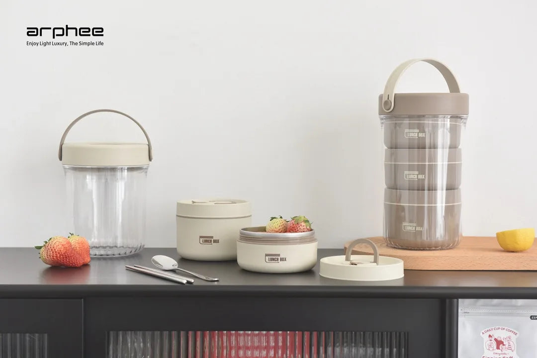 Japanese-style Stainless Steel Lunch Box(SA2405-45)-Beige Apricot