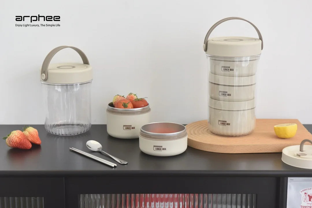 Japanese-style Stainless Steel Lunch Box(SA2405-45)-Beige Apricot