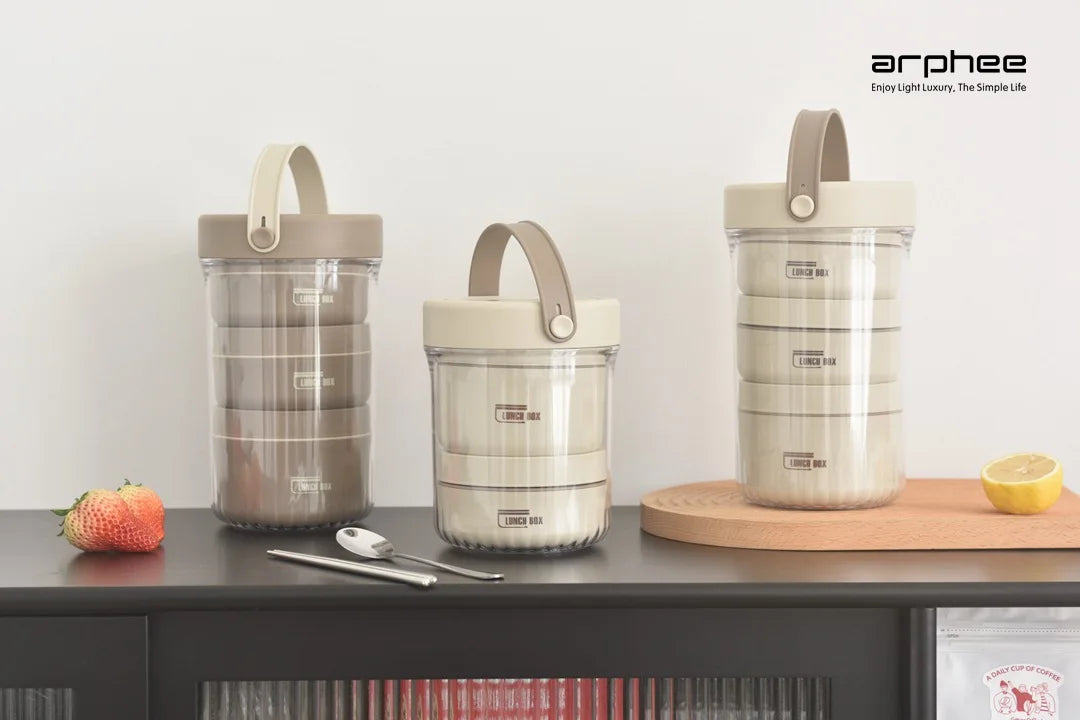 Japanese-style Stainless Steel Lunch Box(SA2405-45)-Beige Apricot