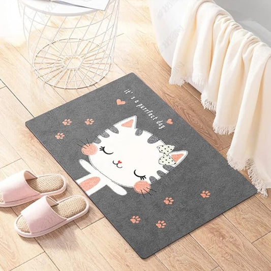 Kids Anti-Slip Door Mat (314)5408-Snow Cat Door Mats Apricot