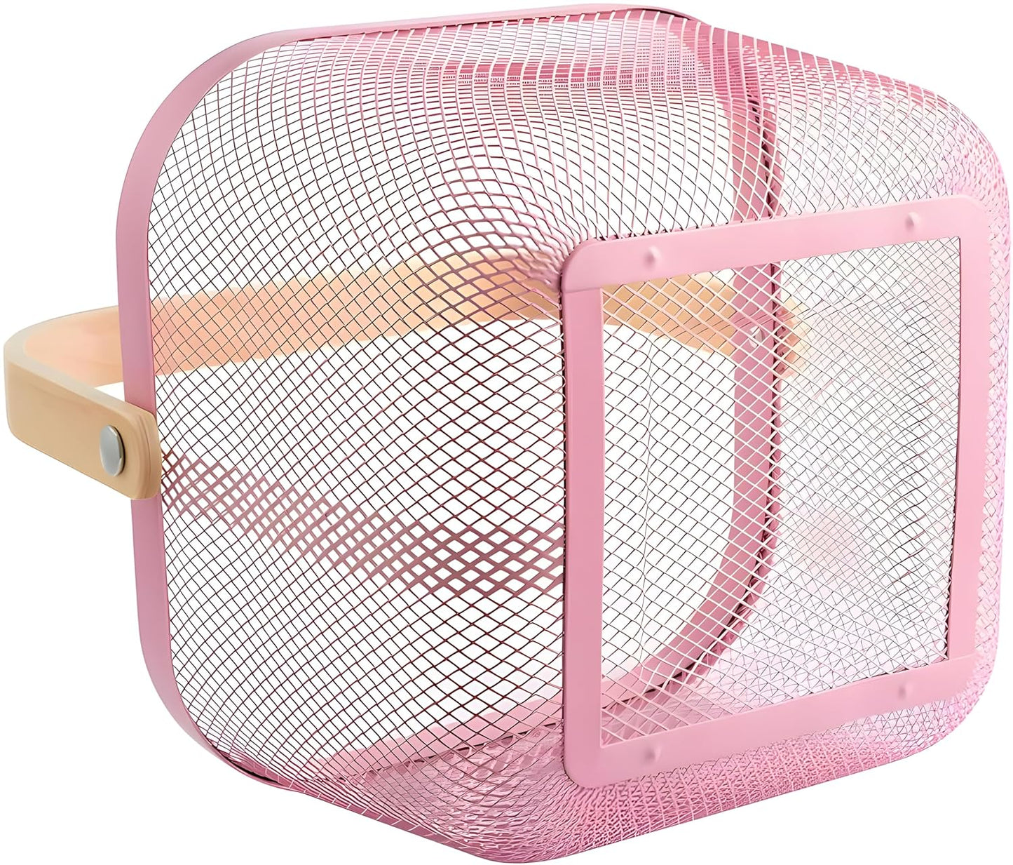 Mesh Steel Basket with Wooden double Handle Fruit Baskets Apricot