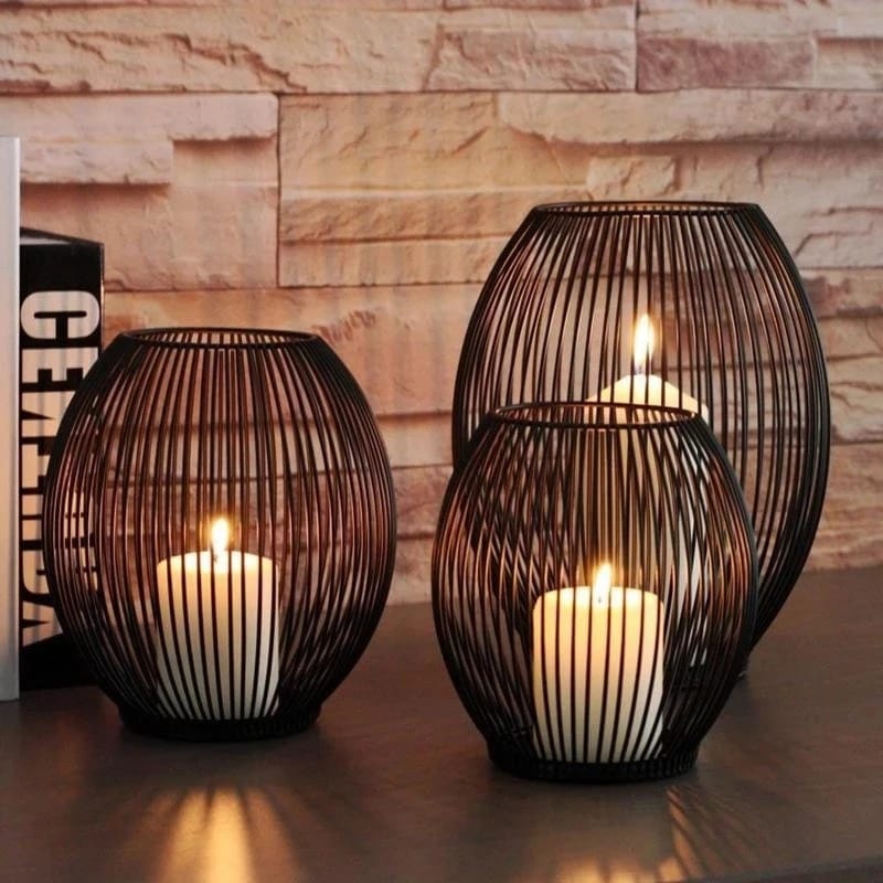 Metal Candle Stand-Black(SA2405-20) Candle Stand Apricot