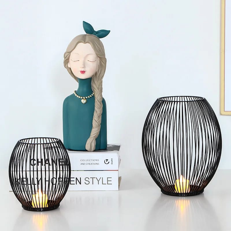 Metal Candle Stand-Black(SA2405-20) Candle Stand Apricot