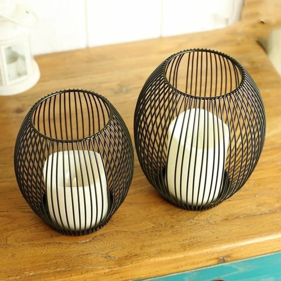 Metal Candle Stand-Black(SA2405-20) Candle Stand Apricot