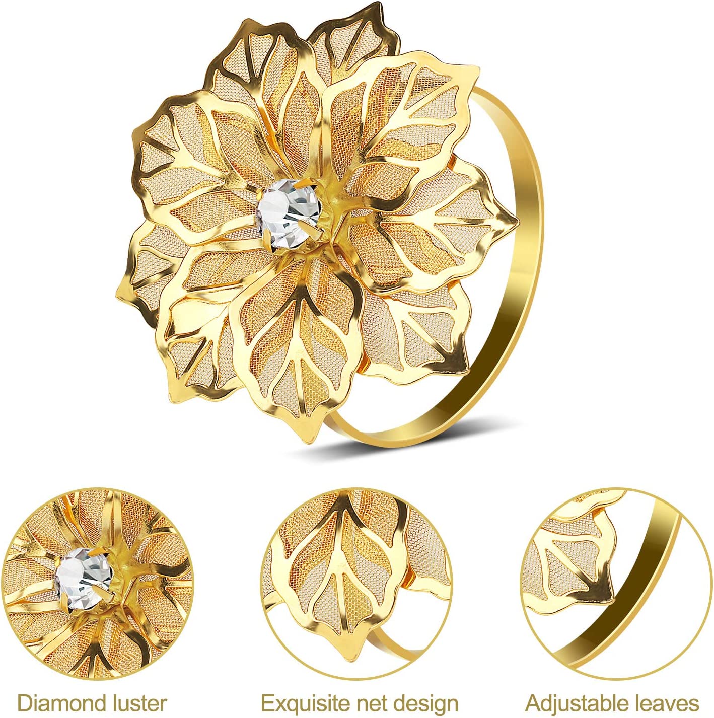 Napkin Holder Rings-Golden Flower Kitchen Apricot
