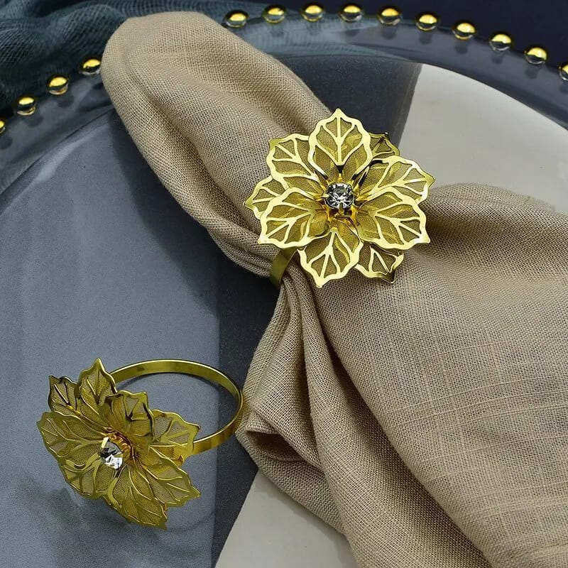 Napkin Holder Rings-Golden Flower Kitchen Apricot