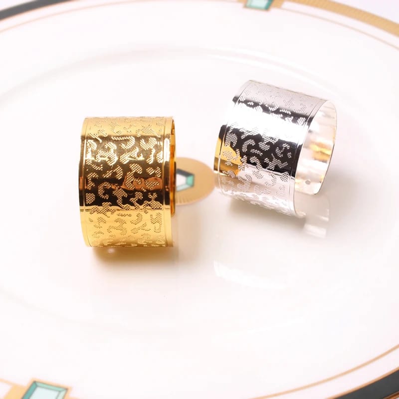 Napkin Holder Rings-Leopard Print(Sliver) Kitchen Apricot