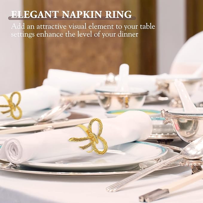 Napkin Holder Rings-Metal Bow(Gold) Kitchen Apricot