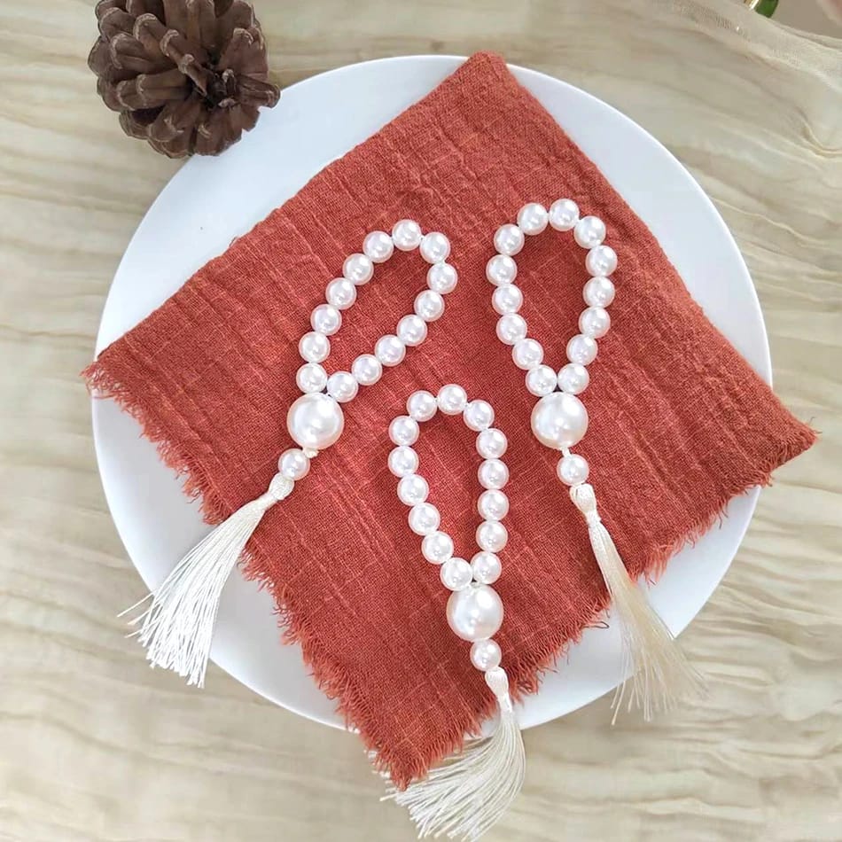 Napkin Holder Rings-Pearl Beads Kitchen Apricot