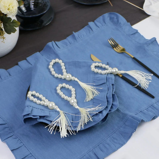 Napkin Holder Rings-Pearl Beads Kitchen Apricot