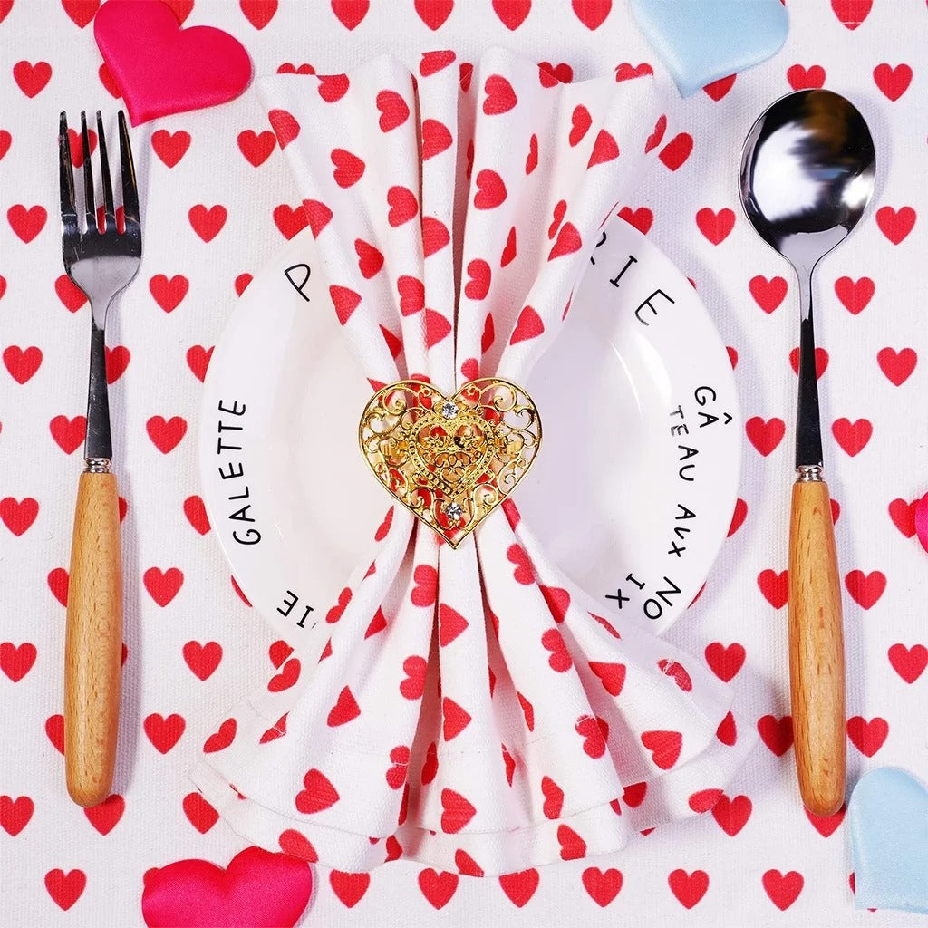 Napkin Holder Rings-Pearls Heart(Gold) Kitchen Apricot