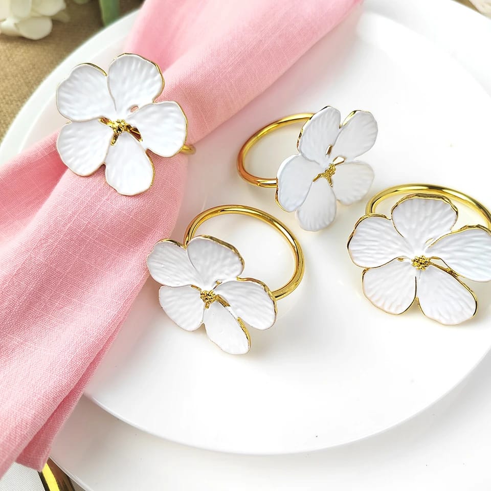 Napkin Holder Rings-White Jasmin Kitchen Apricot