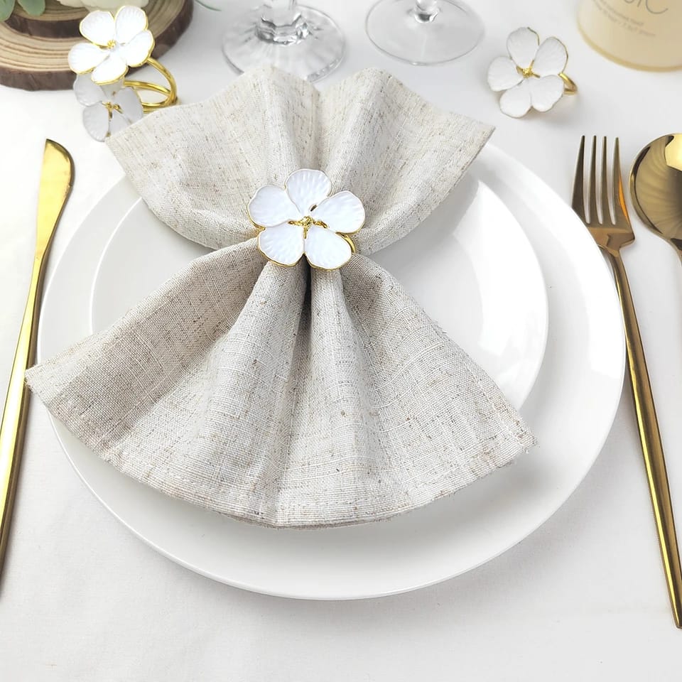 Napkin Holder Rings-White Jasmin Kitchen Apricot