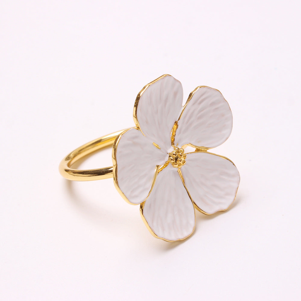 Napkin Holder Rings-White Jasmin Kitchen Apricot