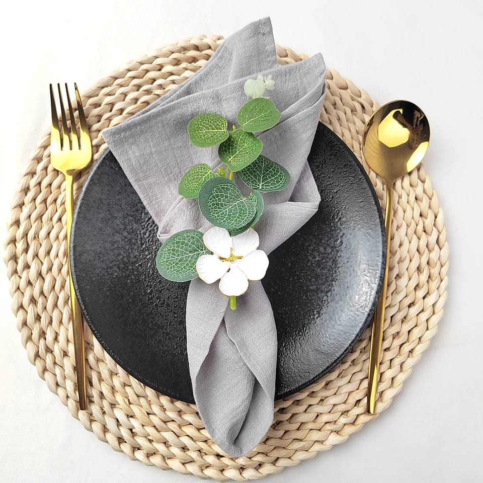 Napkin Holder Rings-White Jasmin Kitchen Apricot