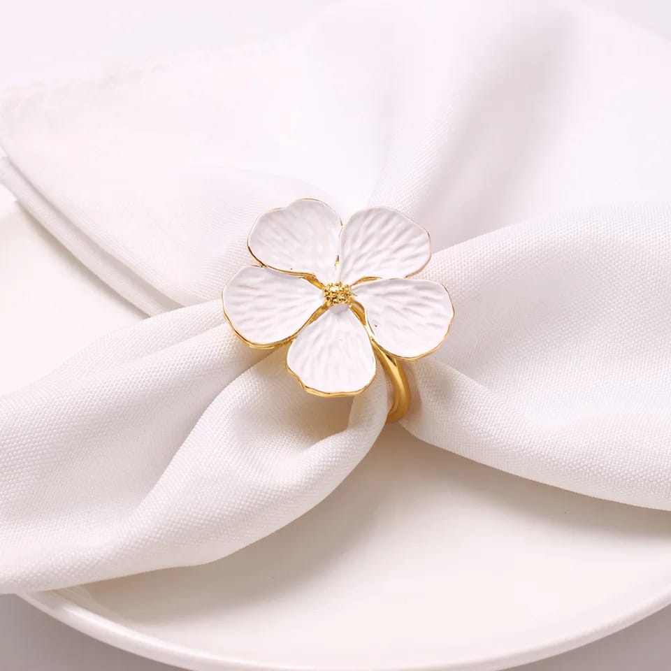 Napkin Holder Rings-White Jasmin Kitchen Apricot