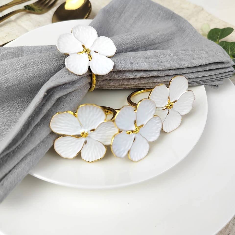Napkin Holder Rings-White Jasmin Kitchen Apricot